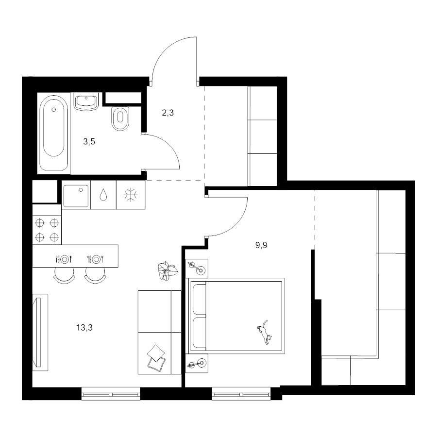 1 ккв 39,3 м²