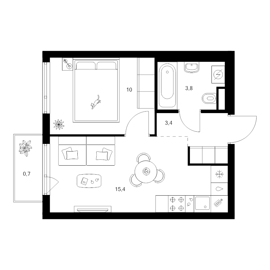 2 ккв (Евро) 33,3 м²