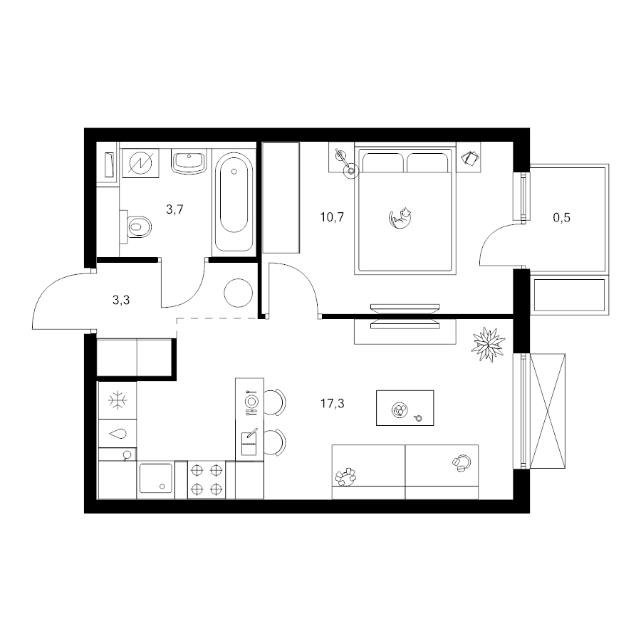 2 ккв (Евро) 35,5 м²
