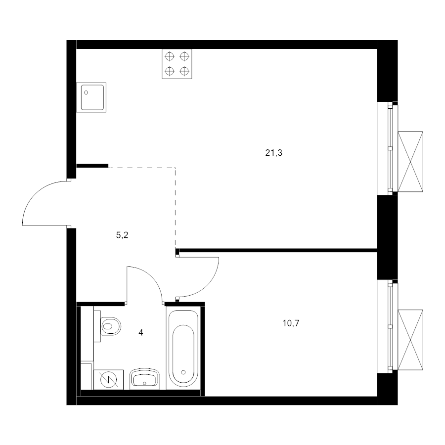 2 ккв (Евро) 41,4 м²