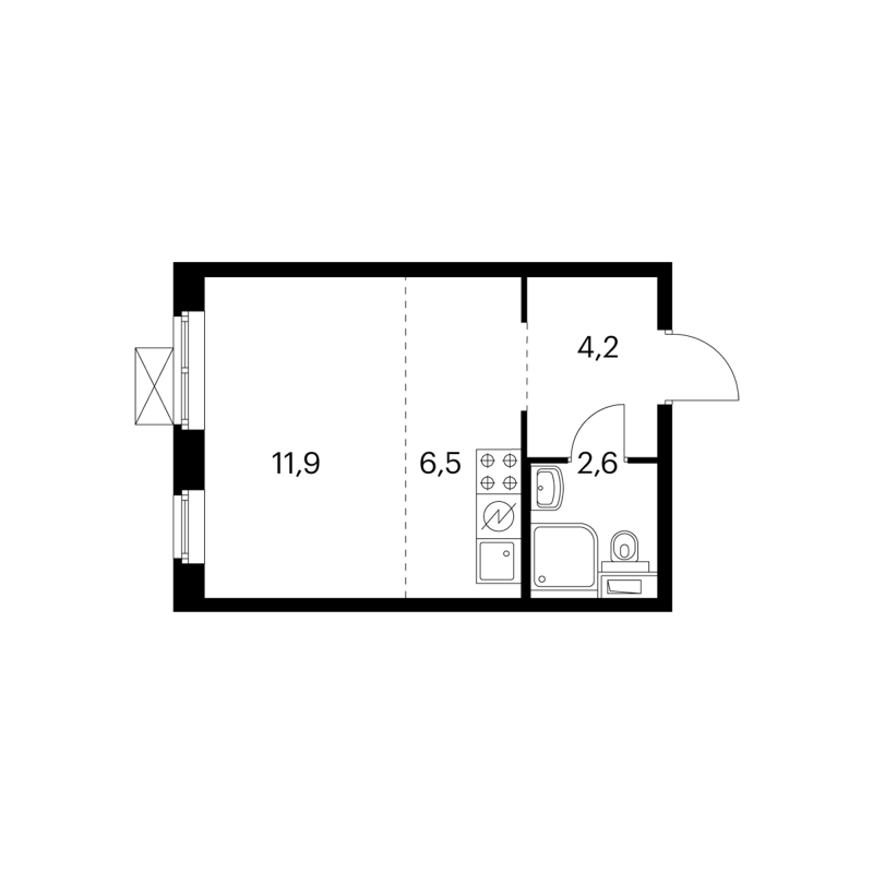 Студия 25 м²