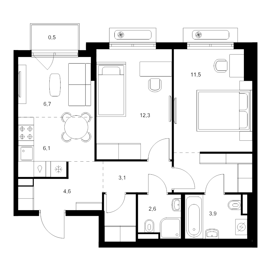 2 ккв 58 м²