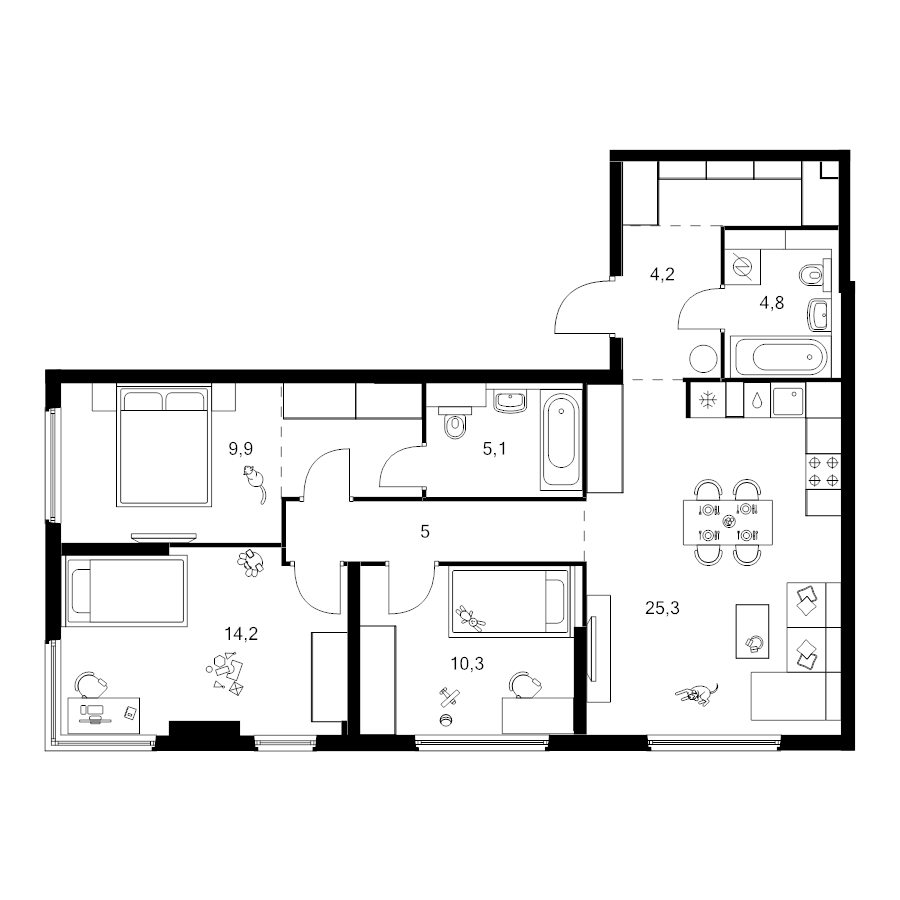 4 ккв (Евро) 87,1 м²