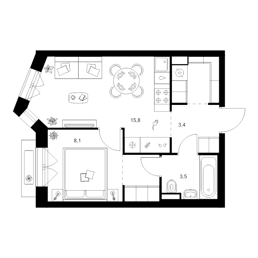 2 ккв (Евро) 36,4 м²