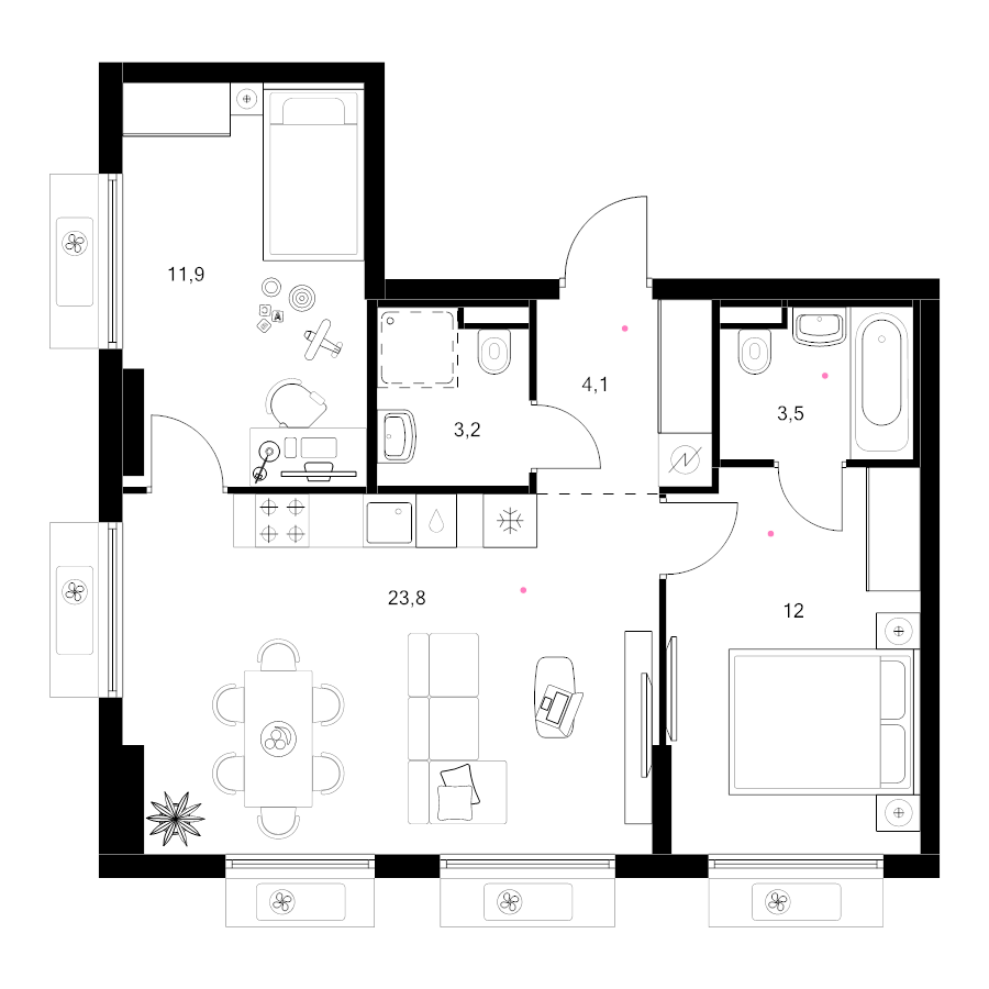 3 ккв (Евро) 58,5 м²