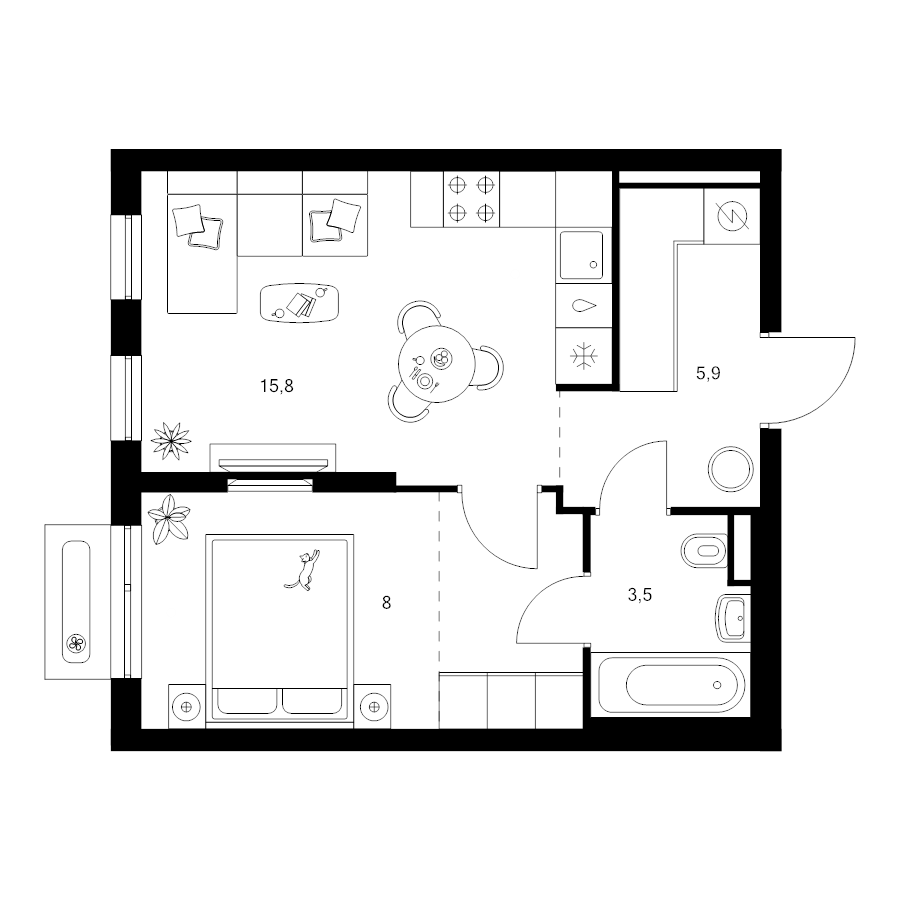 2 ккв (Евро) 37 м²