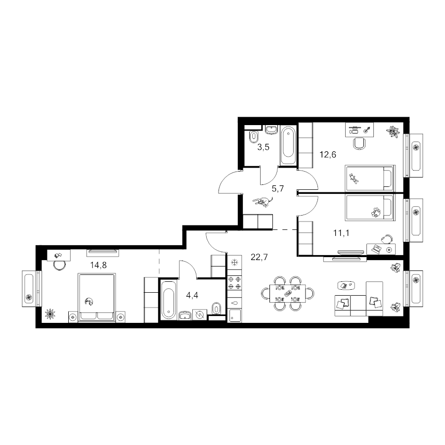 4 ккв (Евро) 79,3 м²