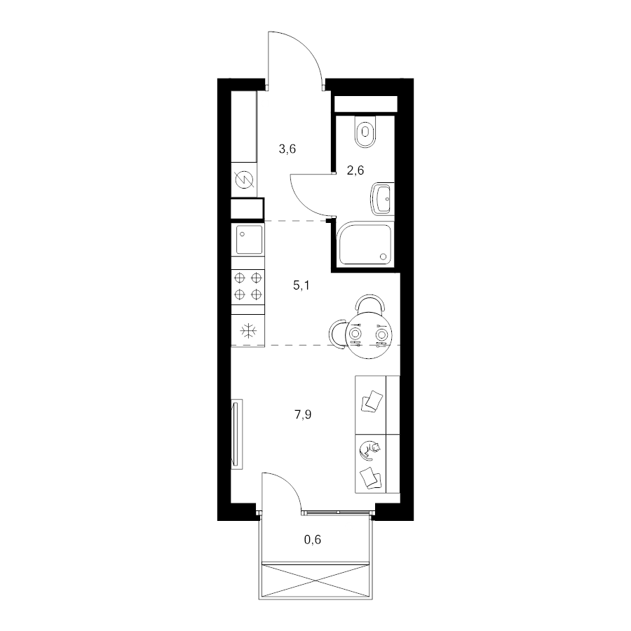 Студия 19,8 м²