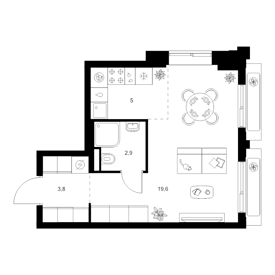 Студия 31,5 м²