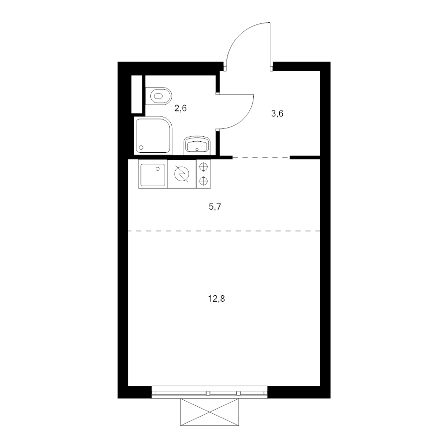 Студия 24,7 м²