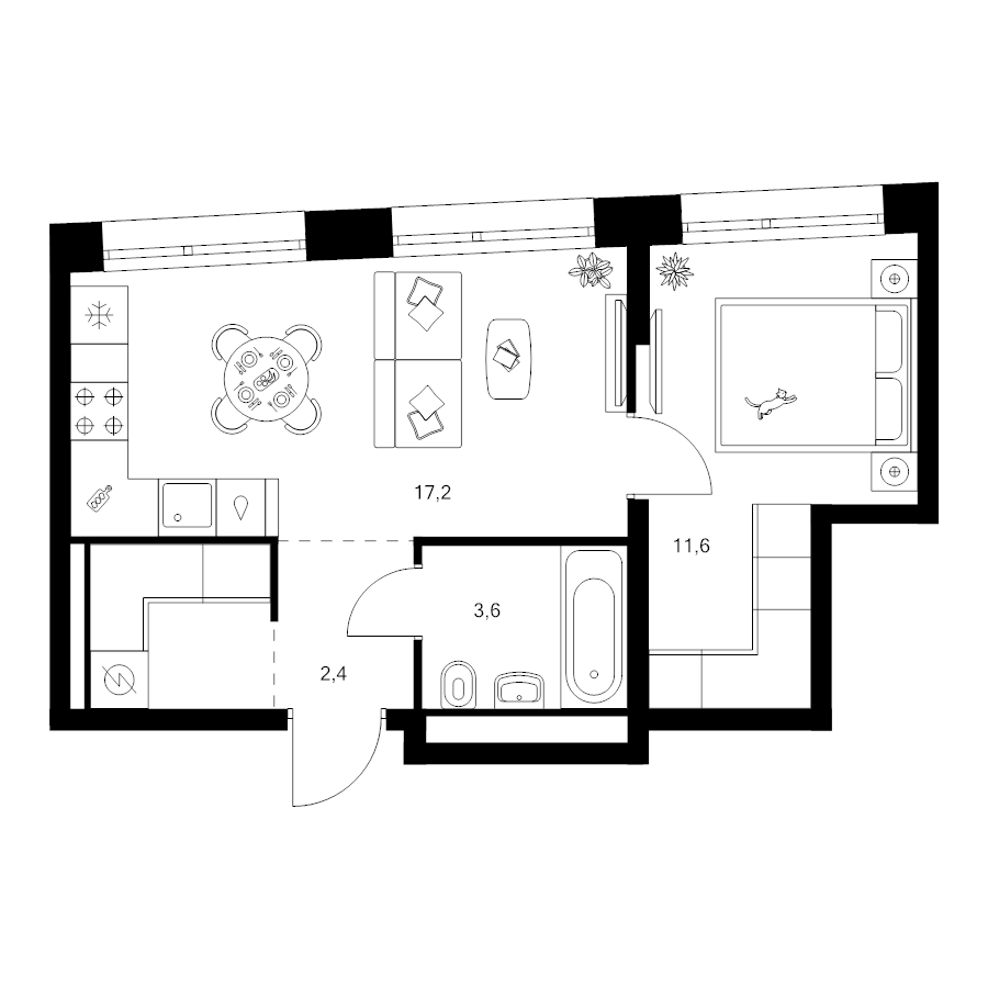 2 ккв (Евро) 37,9 м²