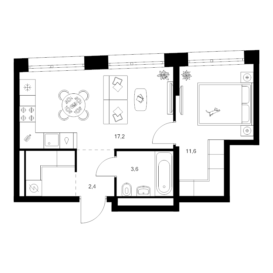 2 ккв (Евро) 38,1 м²