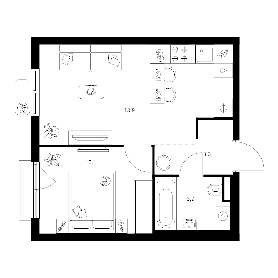 2 ккв (Евро) 36,4 м²