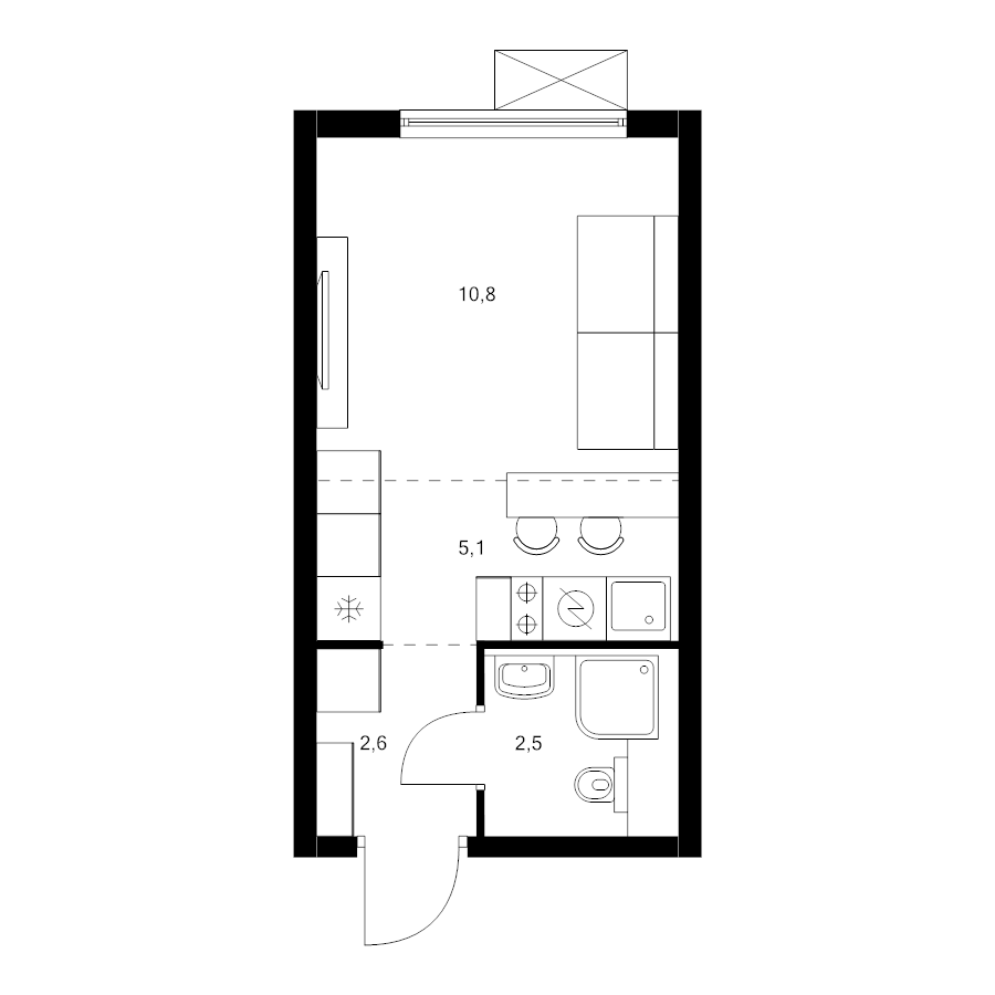 Студия 21 м²