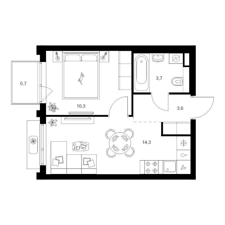 1 ккв 32,6 м²