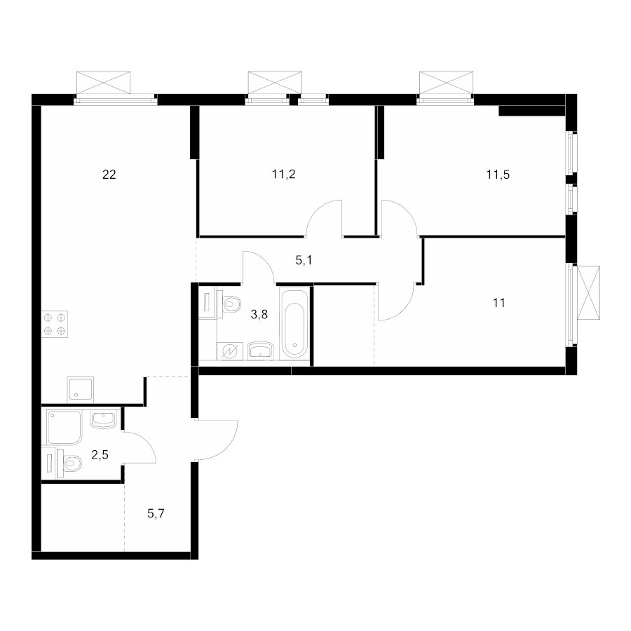 4 ккв (Евро) 76,7 м²