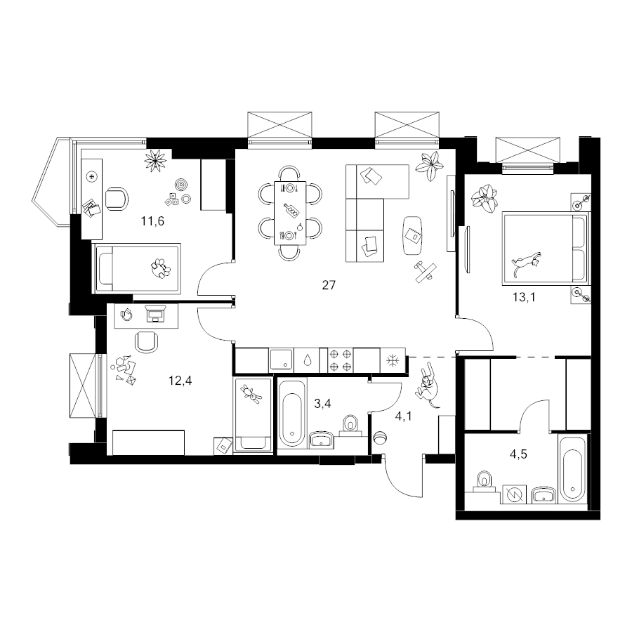 4 ккв (Евро) 81,1 м²