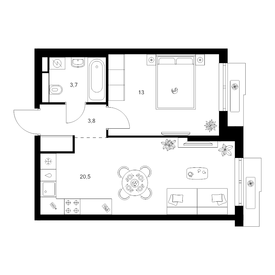 2 ккв (Евро) 41 м²