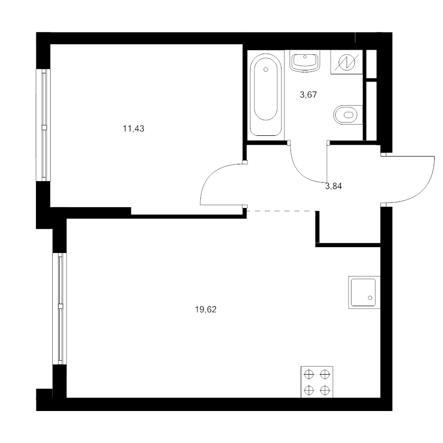 2 ккв (Евро) 38,6 м²