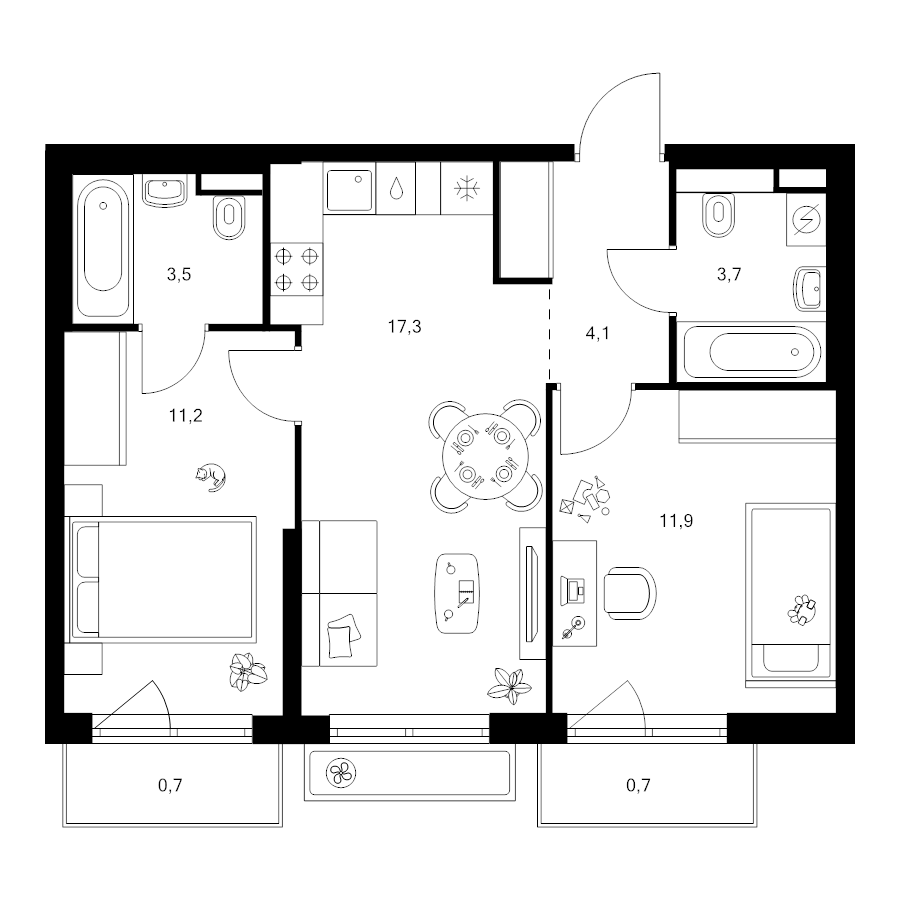 3 ккв (Евро) 53,1 м²