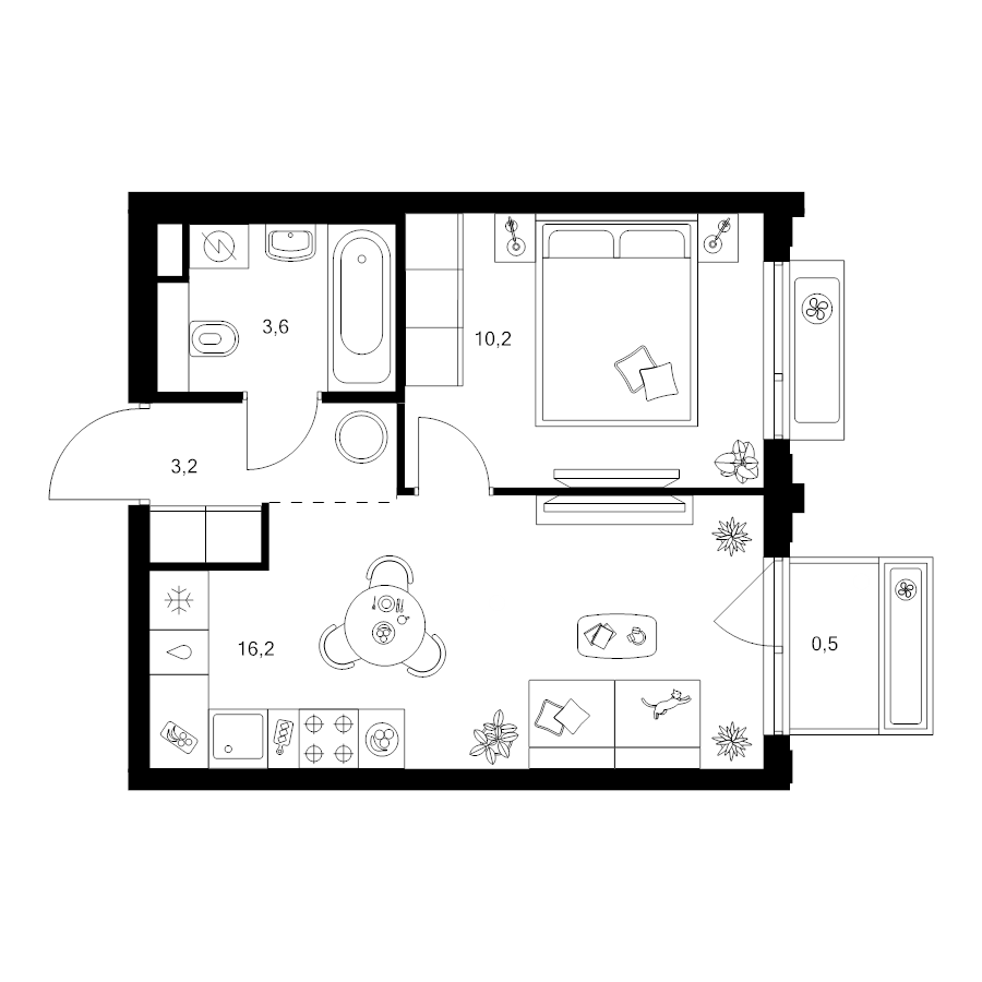 2 ккв (Евро) 33,7 м²