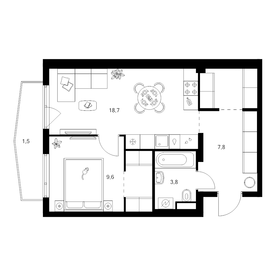 2 ккв (Евро) 48,2 м²