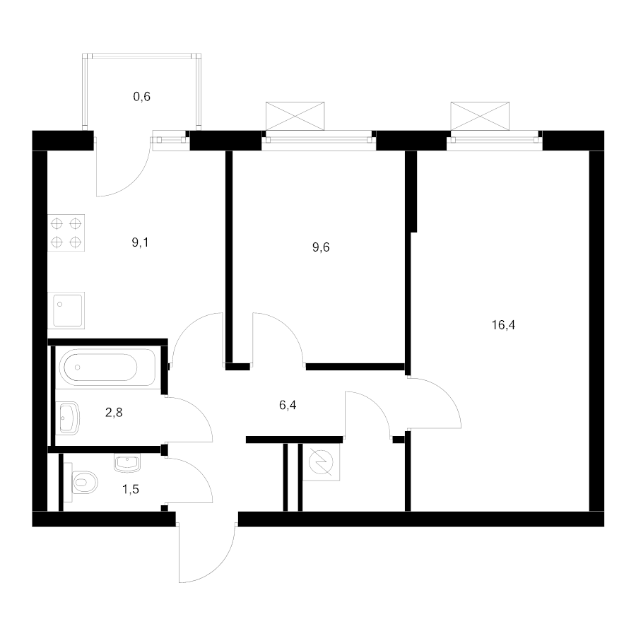 2 ккв 48,4 м²