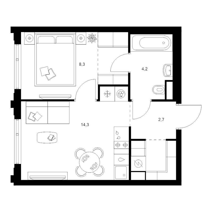 1 ккв 34,7 м²