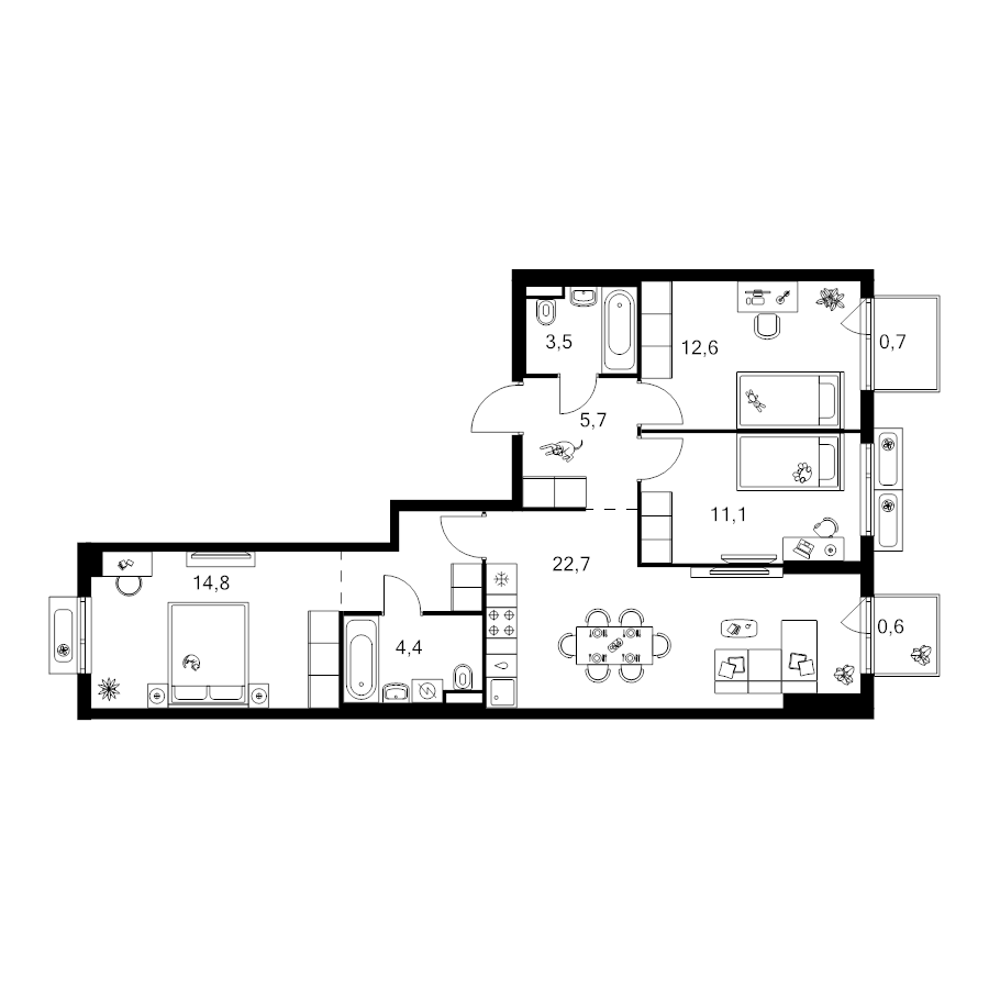 4 ккв (Евро) 80,6 м²