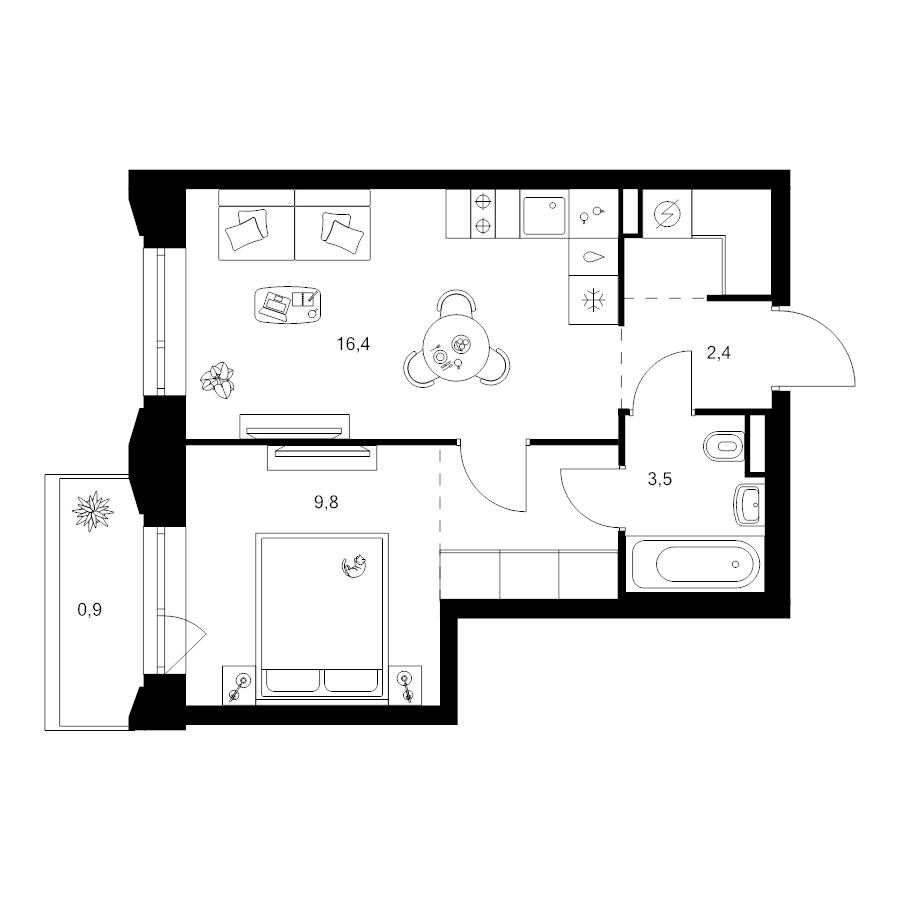 2 ккв (Евро) 39,5 м²