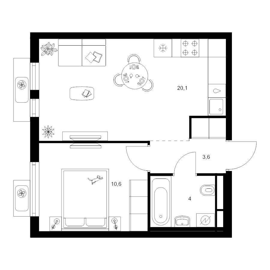 2 ккв (Евро) 38,3 м²