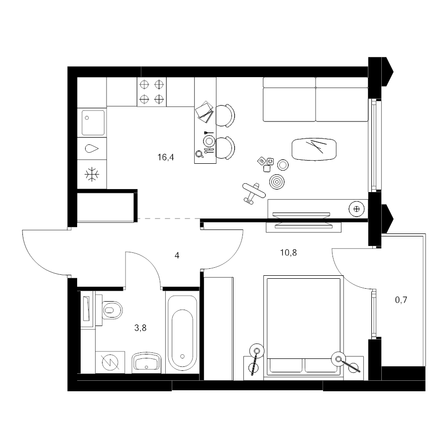 2 ккв (Евро) 35,7 м²