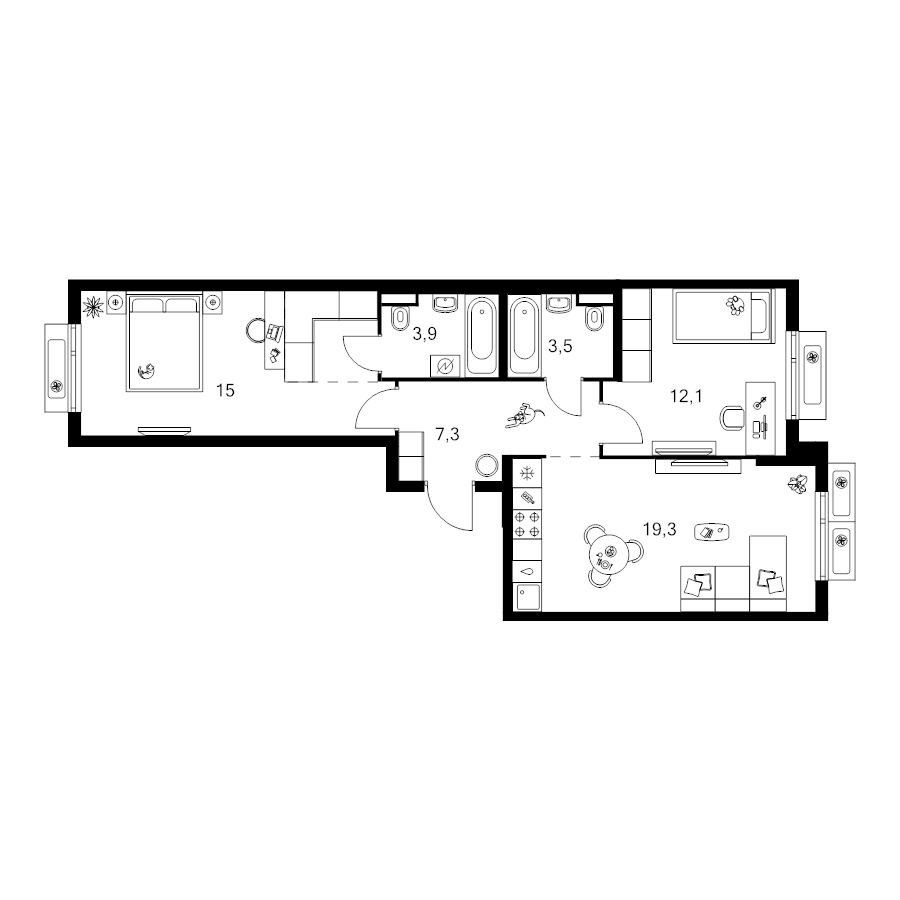 3 ккв (Евро) 64,8 м²