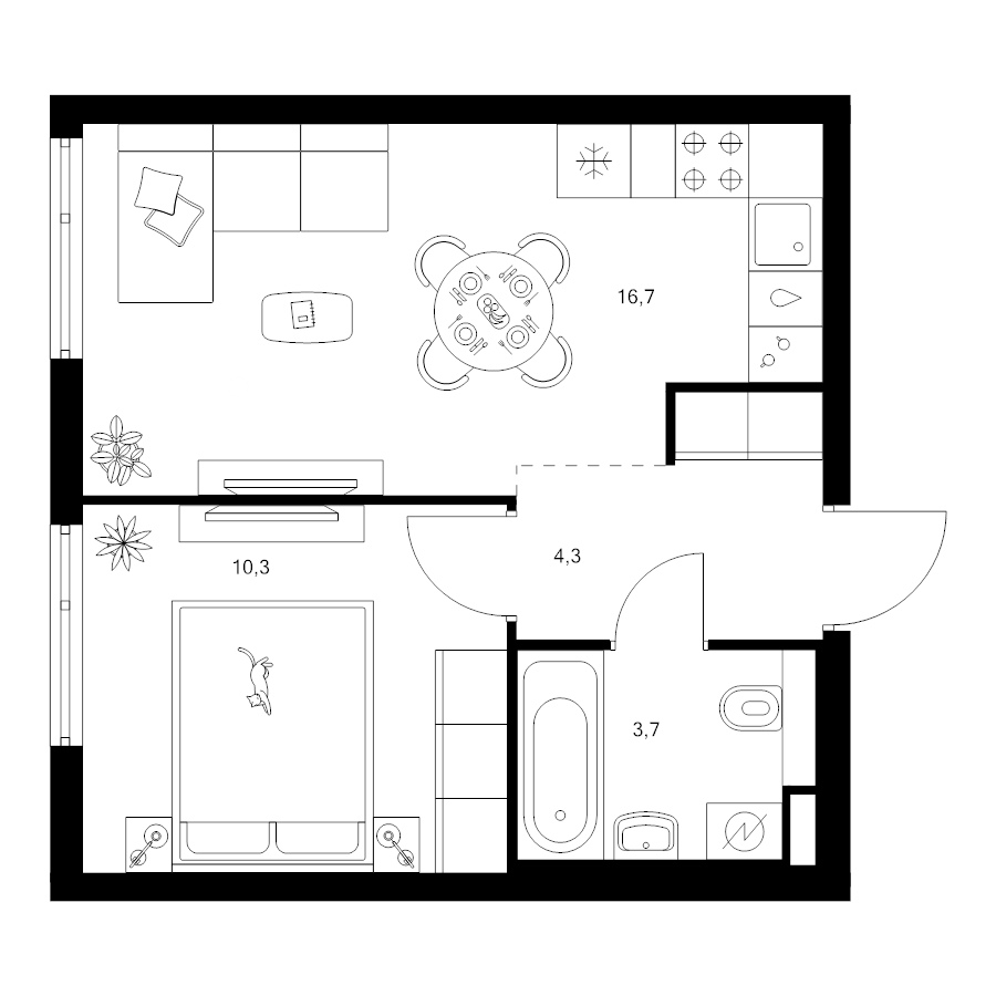 2 ккв (Евро) 35 м²