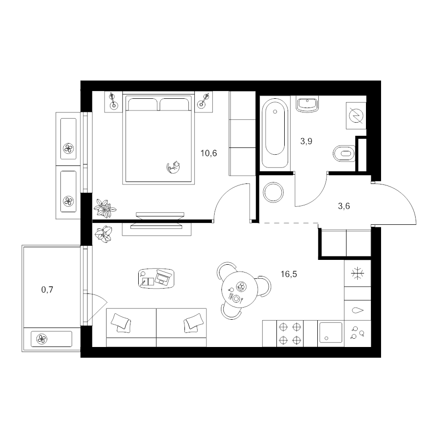 2 ккв (Евро) 35,3 м²
