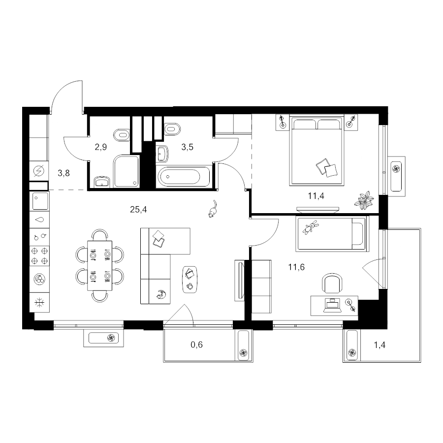 3 ккв (Евро) 63,1 м²