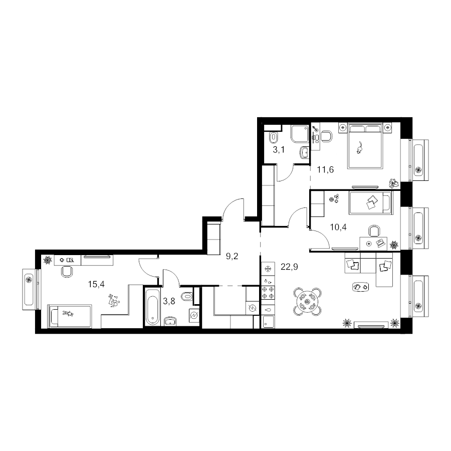 4 ккв (Евро) 86,5 м²