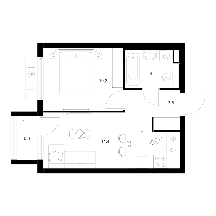 1 ккв 33,1 м²