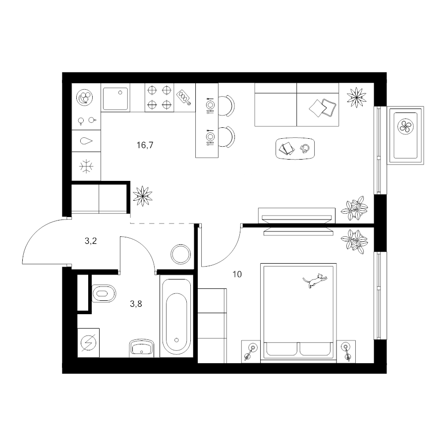 2 ккв (Евро) 33,7 м²