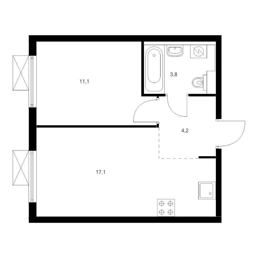 2 ккв (Евро) 35,3 м²