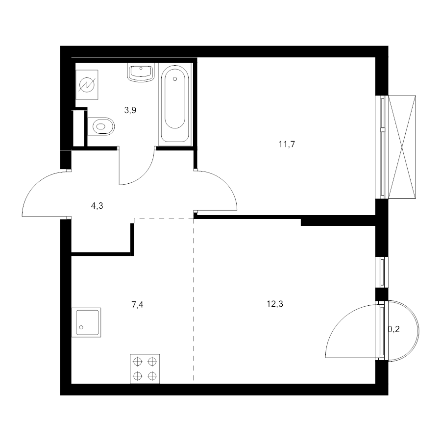 2 ккв (Евро) 39,8 м²
