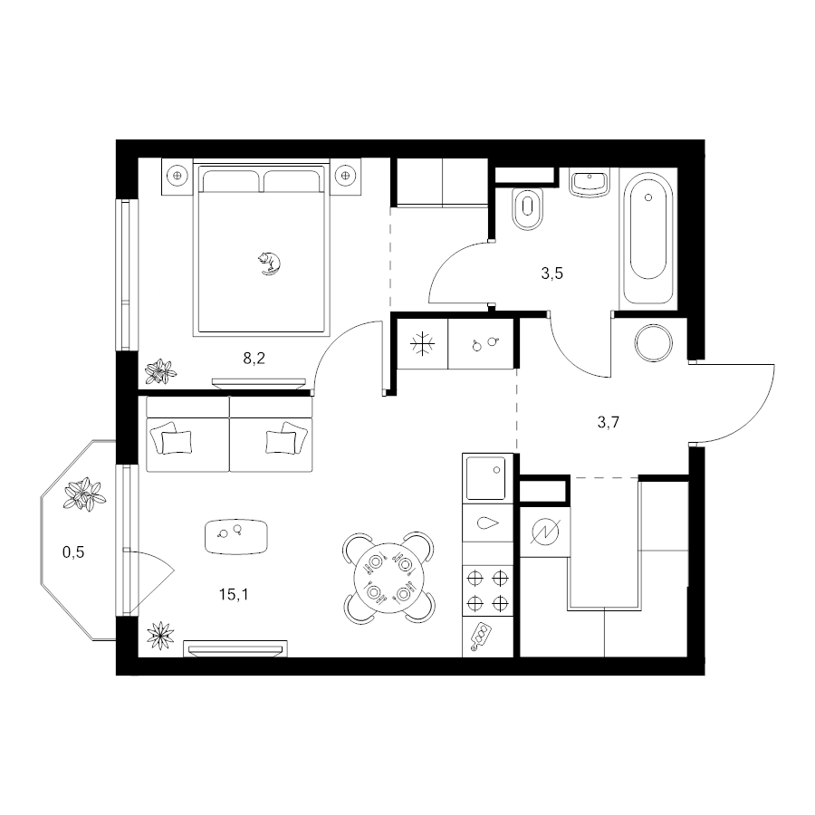 2 ккв (Евро) 37,1 м²