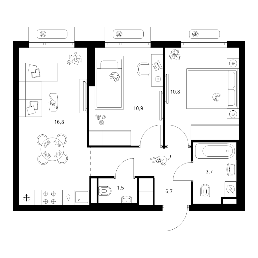 3 ккв (Евро) 50,8 м²