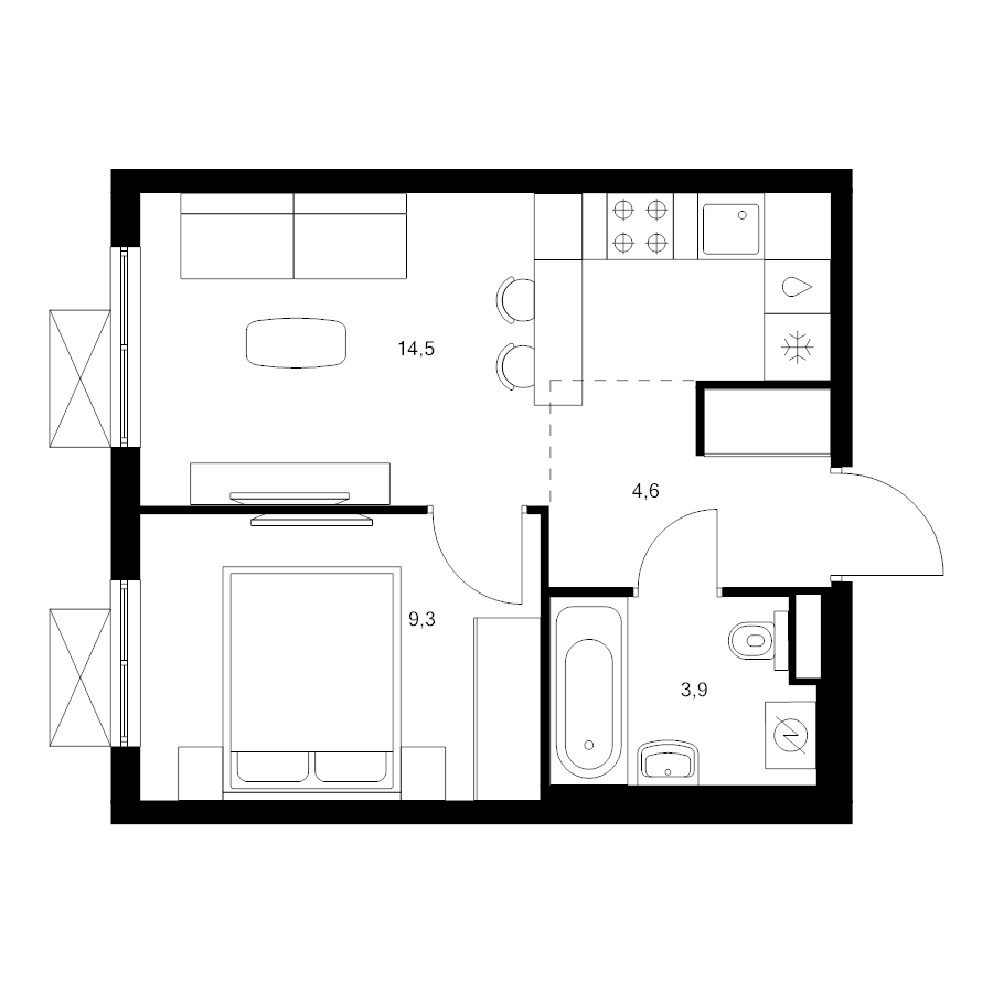 1 ккв 32,3 м²