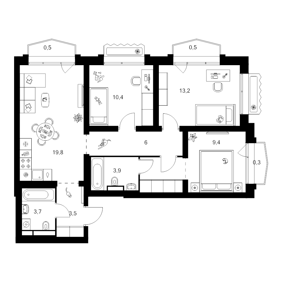 4 ккв (Евро) 75,2 м²