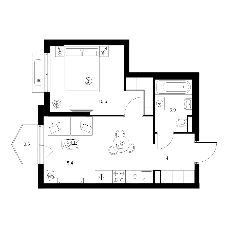 2 ккв (Евро) 36,6 м²