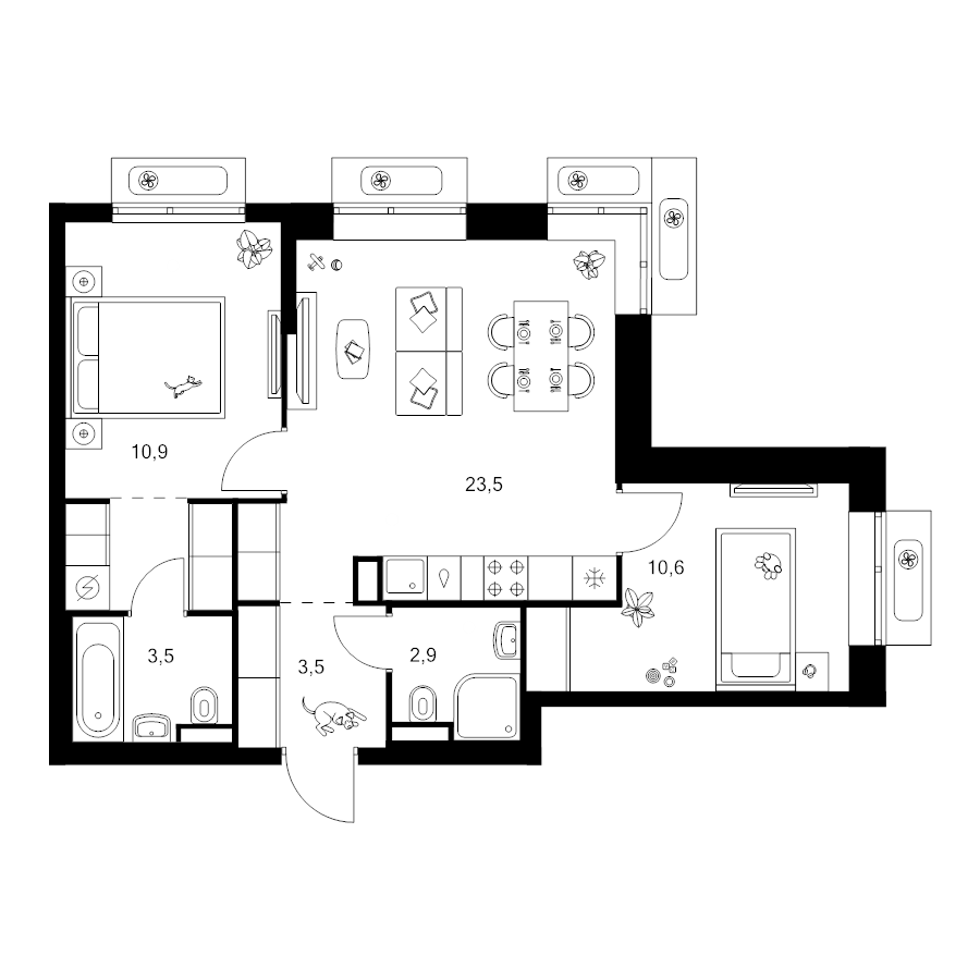 3 ккв (Евро) 59,4 м²