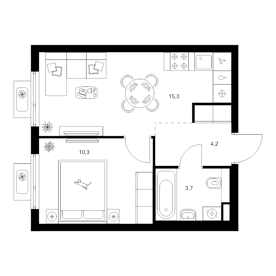 2 ккв (Евро) 33,5 м²