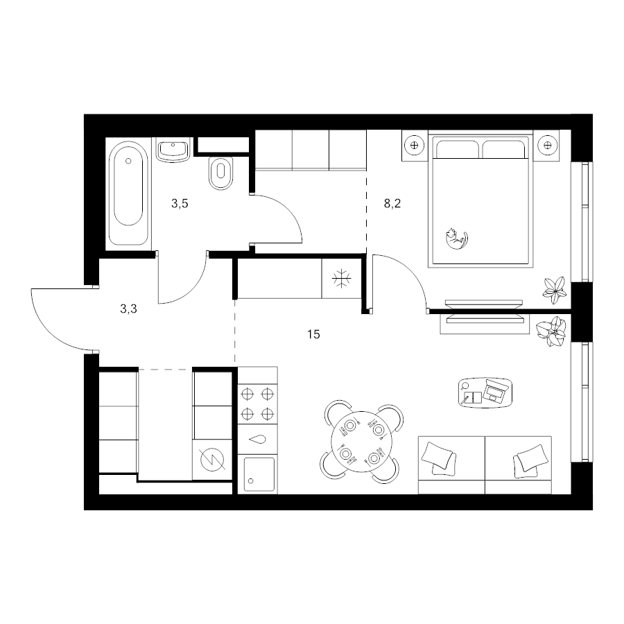 2 ккв (Евро) 36,3 м²