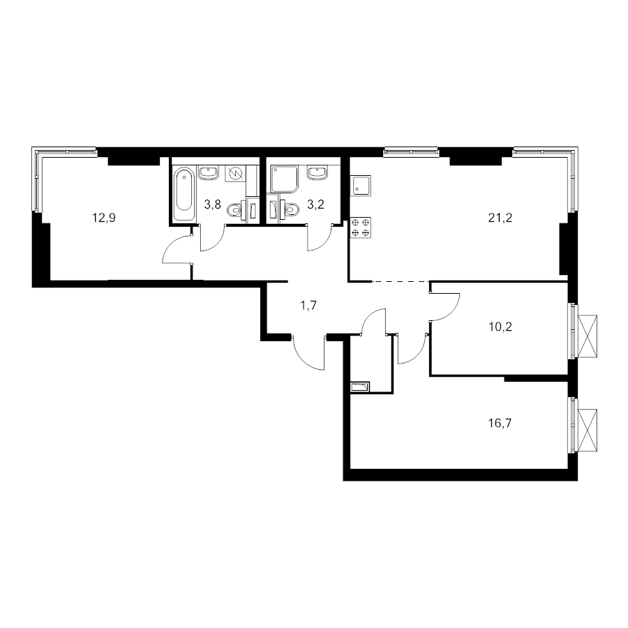 4 ккв (Евро) 83,2 м²